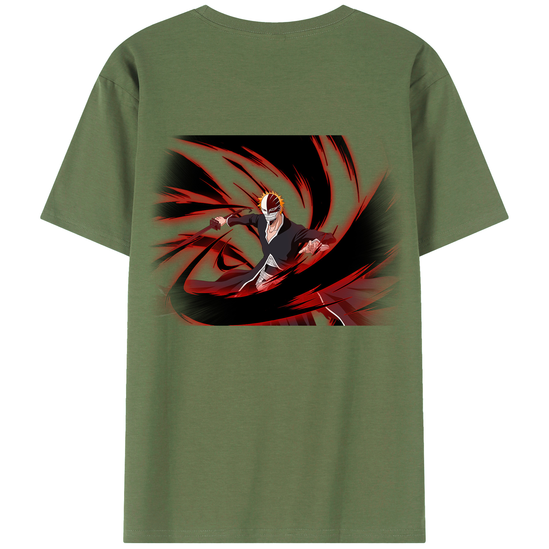 （画像用） ブリーチ 黒崎一護（くろさき いちご）BLEACH Kurosaki Ichigo 綿100％ メンズ半袖Tシャツ（バックプリント） 通気性